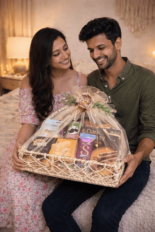 Romantic Couple Gift Hamper 💖 | Luxury Chocolate Surprise Basket - Ajmer Gift Charm