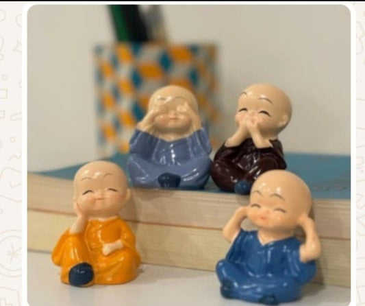Set of 4 Buddha Monk Statues – Peaceful Home Decor - Ajmer Gift Charm