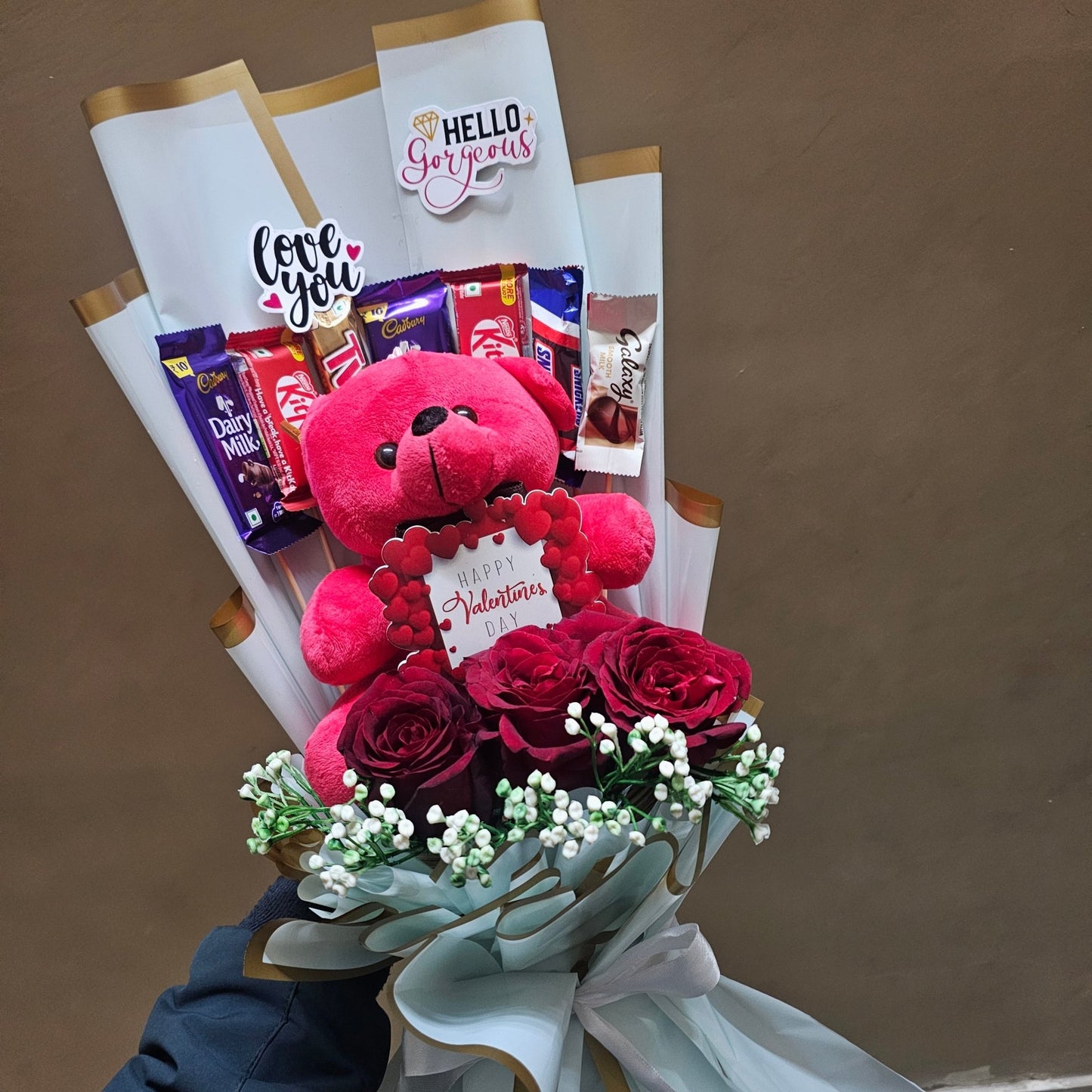 Teddy Chocolate Rose Bouquet 💖🧸🌹 | Premium Gift Combo (₹1350) - Ajmer Gift Charm