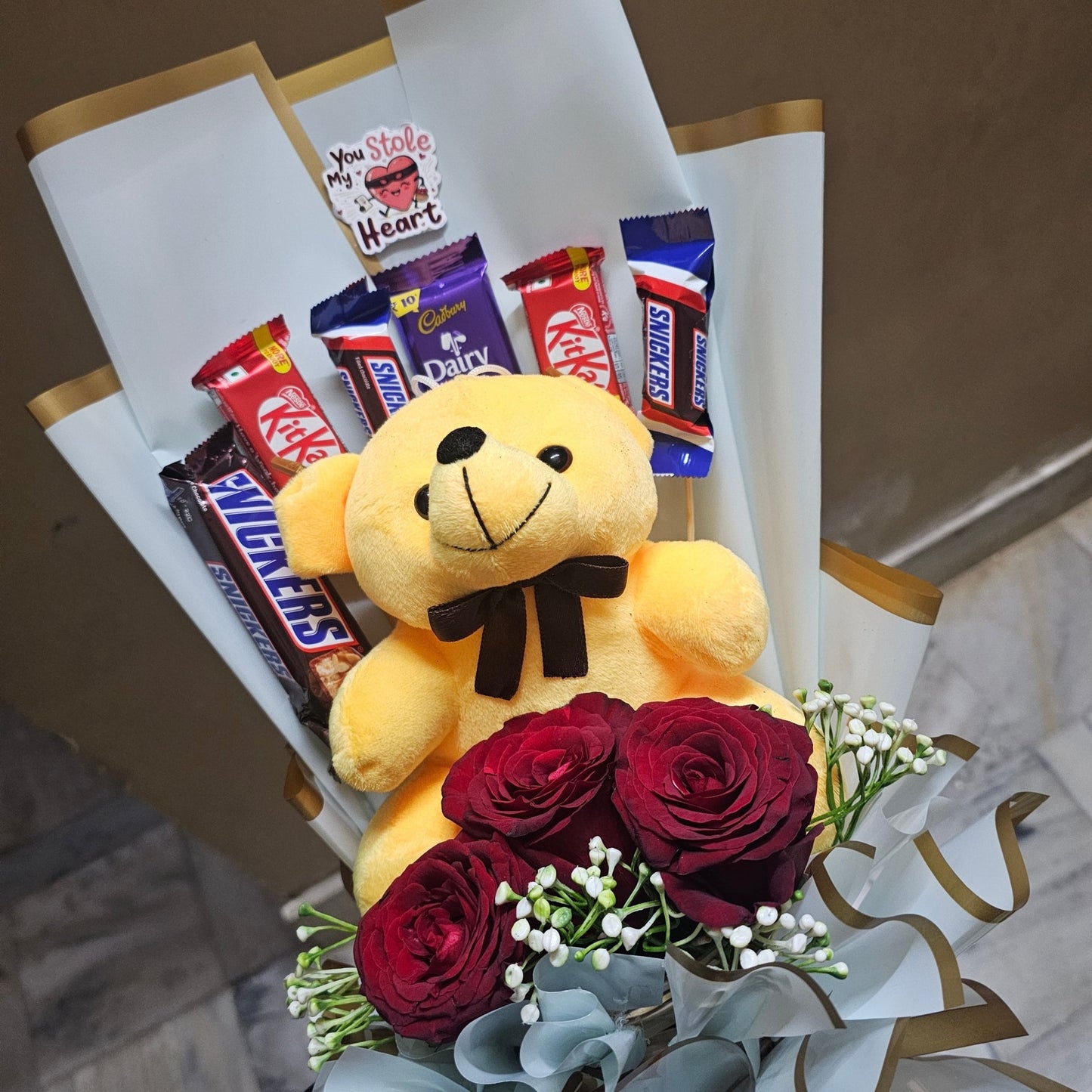 Teddy Chocolate Rose Bouquet 💖🧸🌹 | Premium Gift Combo (₹1350) - Ajmer Gift Charm