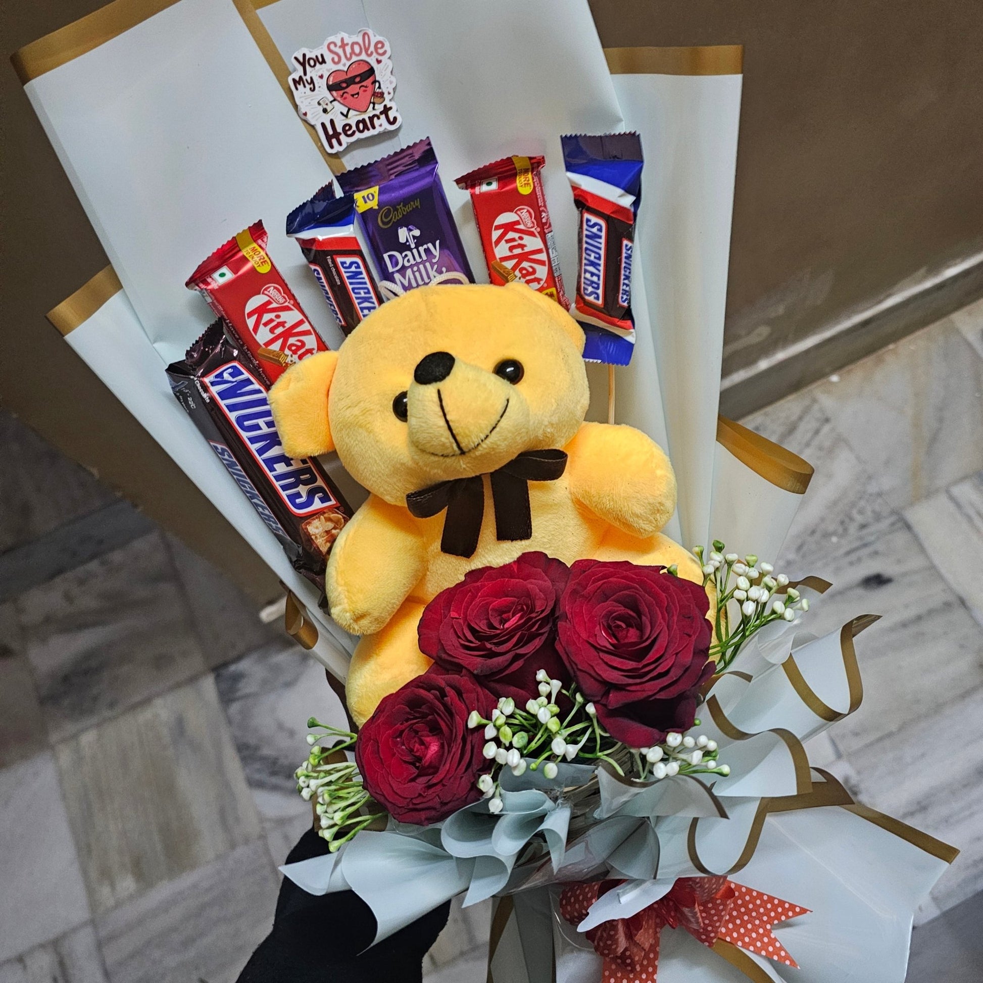 Teddy Chocolate Rose Bouquet 💖🧸🌹 | Premium Gift Combo (₹1350) - Ajmer Gift Charm