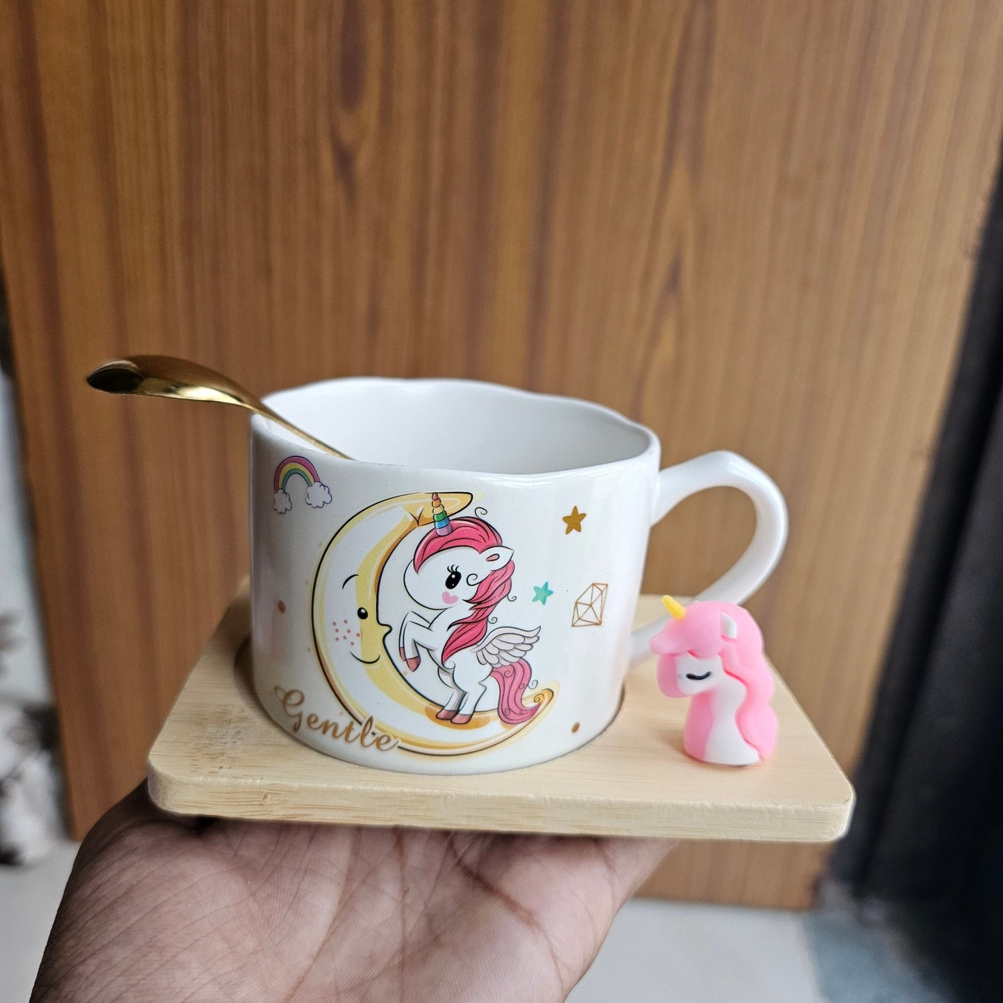 🦄 Unicorn Ceramic Mug with Spoon – Magical Sips for Little Ones! 🌈 - Ajmer Gift Charm